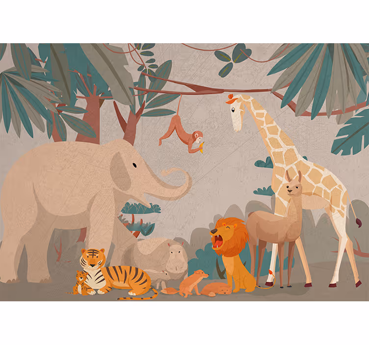 サファリ動植物自然壁壁画 - TENSTICKERS