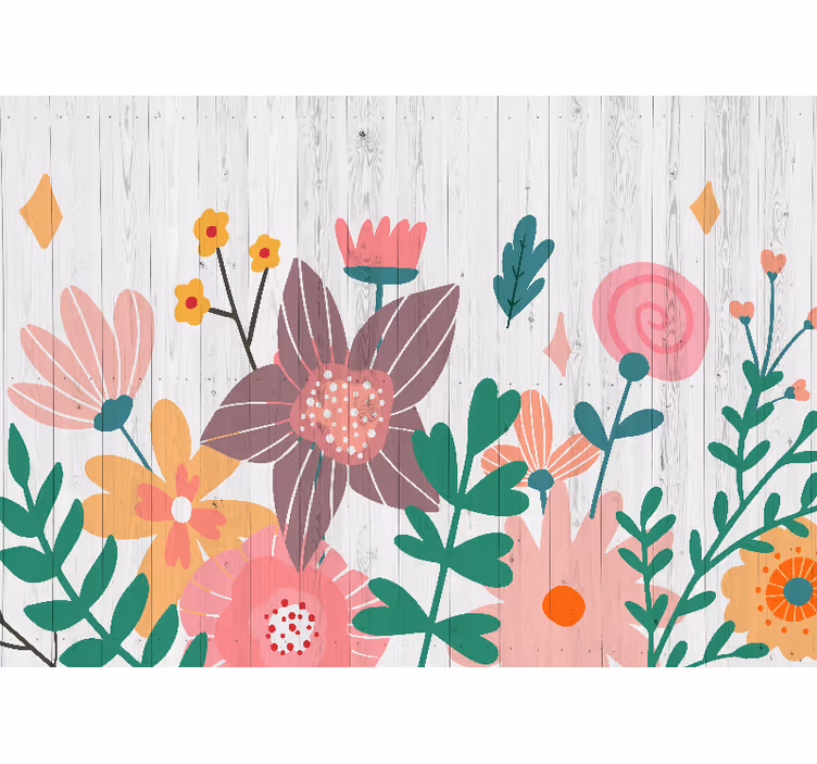 花 柄 壁画 カラフルな花のアートワーク - TENSTICKERS