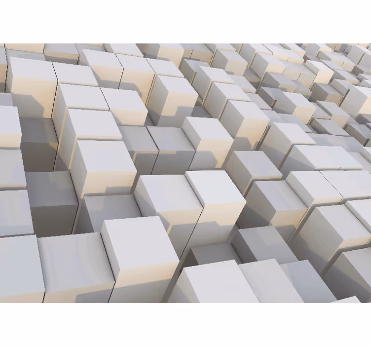 ミニマルな白い立方体が3d壁画に隣接 - TENSTICKERS