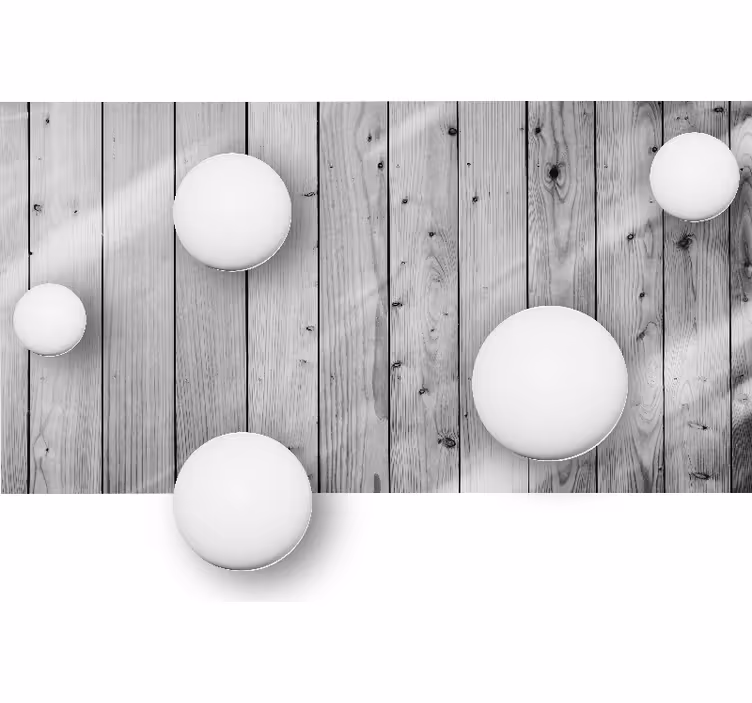 白い球木の背景3d壁壁画 - TENSTICKERS