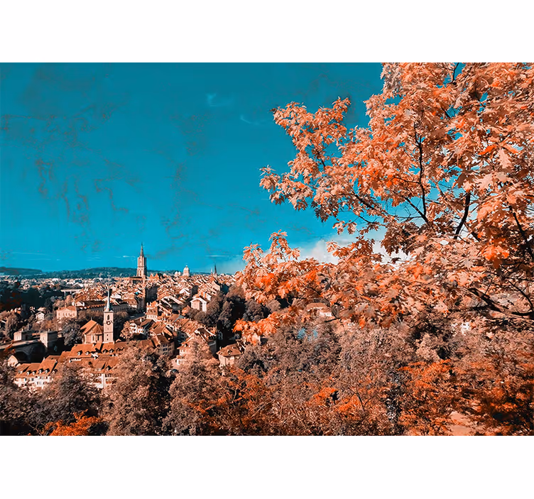 風景壁壁画鮮やかな秋の風景 - TENSTICKERS