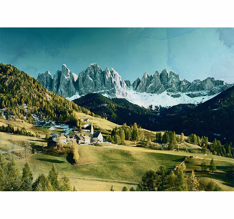 風景壁壁画山村の風景 - TENSTICKERS