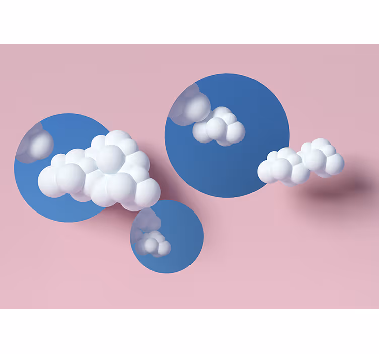 抽象的な壁の壁画 ふわふわ雲の遊び - TENSTICKERS