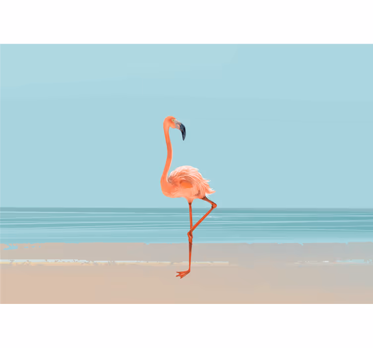 壁画 海 浜辺のフラミンゴ - TENSTICKERS