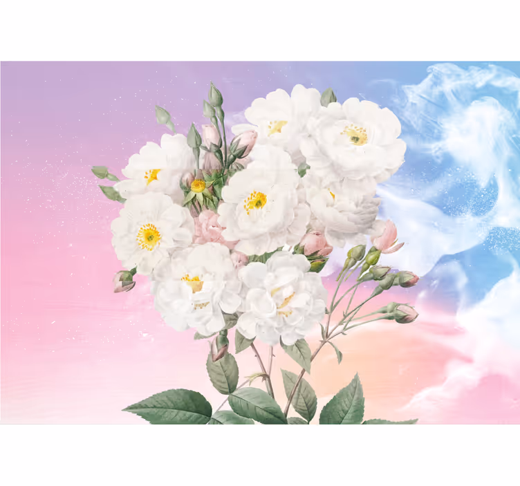 花 柄 壁画 ホワイトフローラルアレンジメント - TENSTICKERS