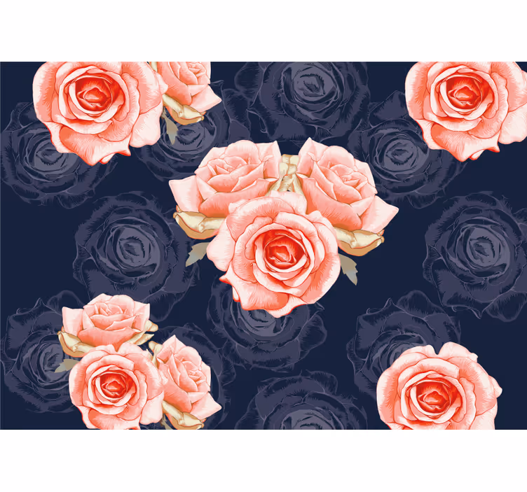 バラ 壁画 優雅なピンクの花々 - TENSTICKERS