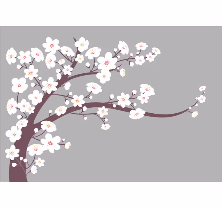 花 柄 壁画 桜の花咲く枝 - TENSTICKERS