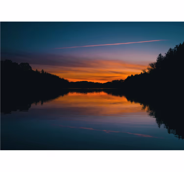 風景壁壁画穏やかな湖の夕日 - TENSTICKERS