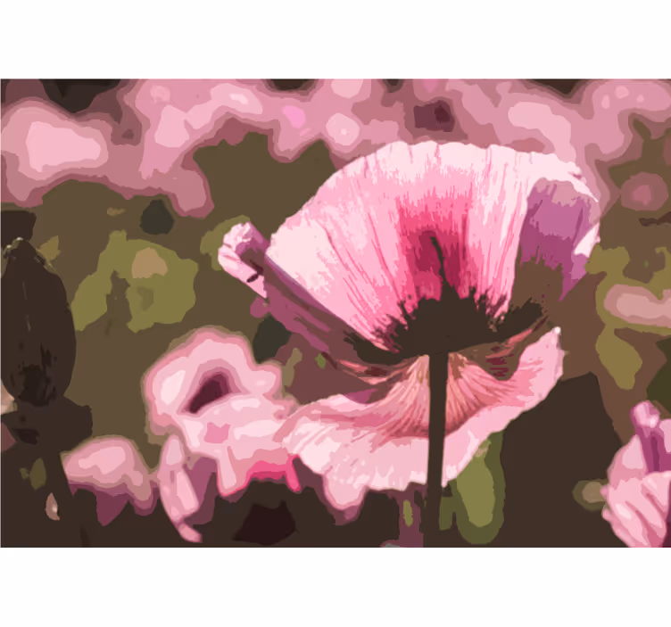 ケシの壁の壁画 ピンクのケシの花 - TENSTICKERS