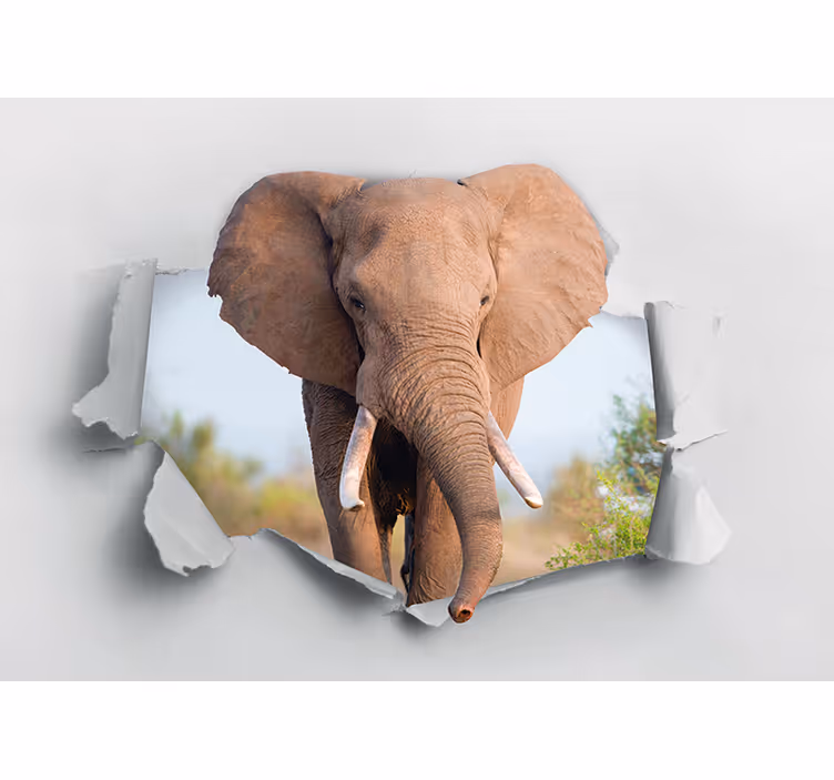 3d壁画を壊す象 - TENSTICKERS