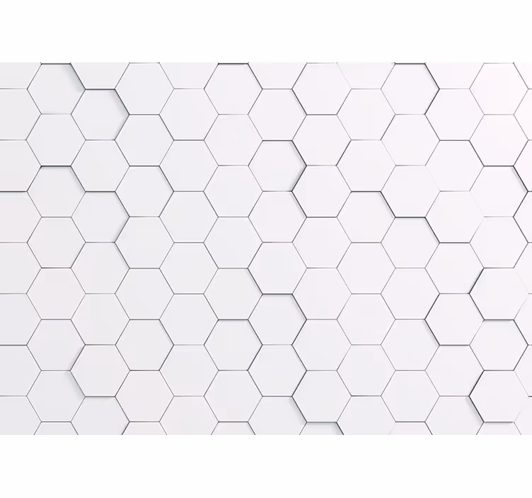 白い六角形のリアルなパターン3d壁画 - TENSTICKERS