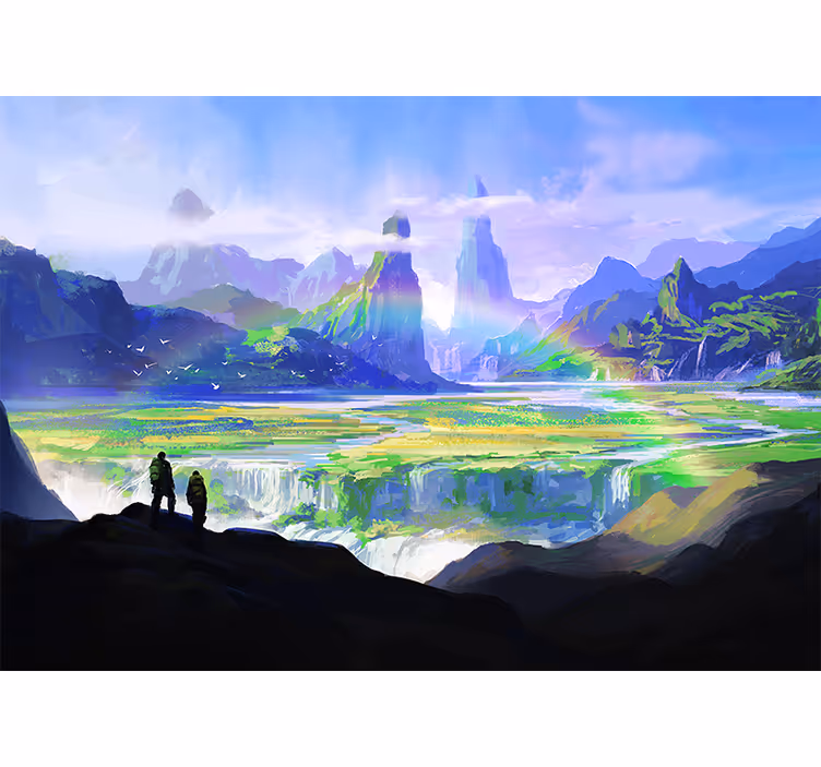 風景壁壁画山々の自然の景色 - TENSTICKERS