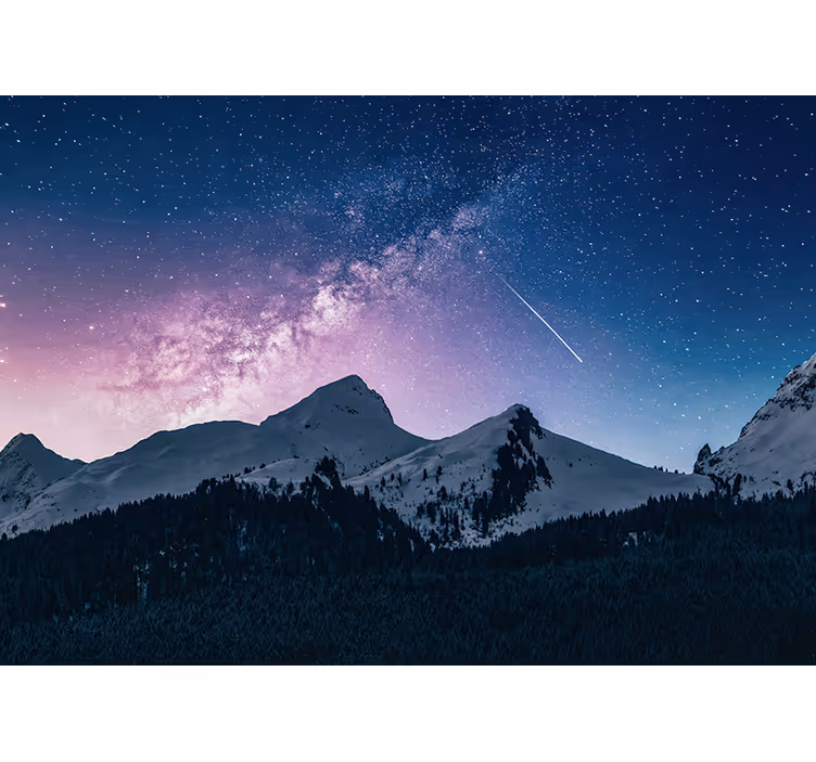 山 壁画 雄大な星空の夜 - TENSTICKERS