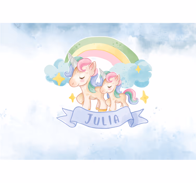 動物 壁画 ユニコーンと虹 - TENSTICKERS