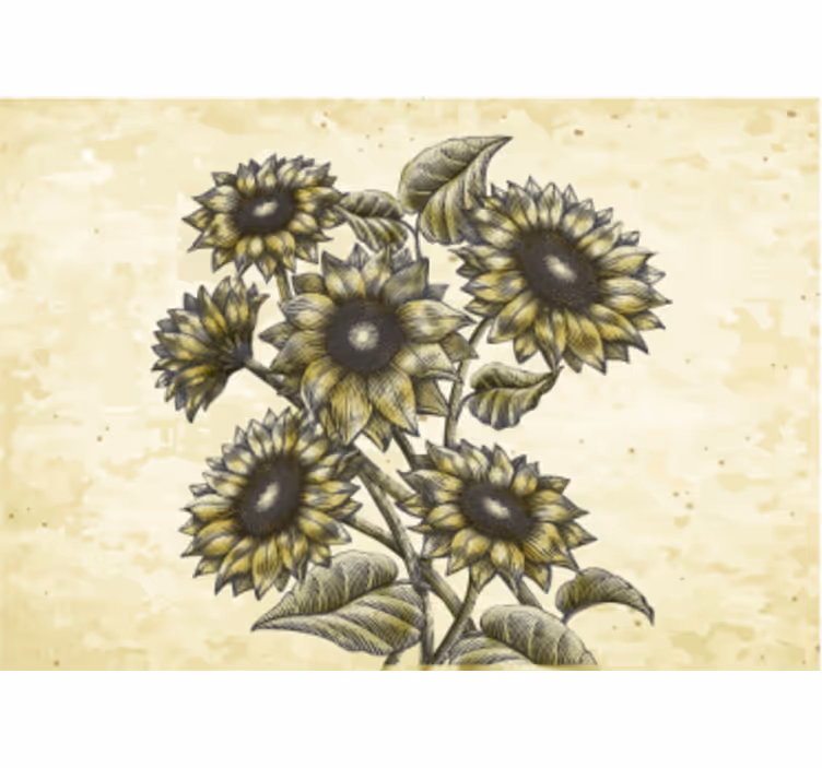 花 柄 壁画 ひまわりの花の構成 - TENSTICKERS
