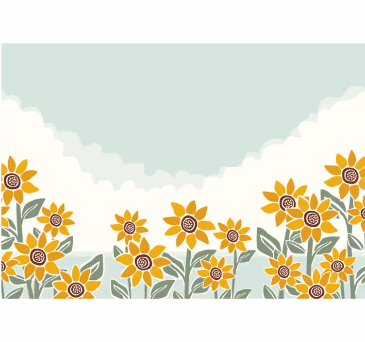 花 柄 壁画 ひまわりの庭の風景 - TENSTICKERS