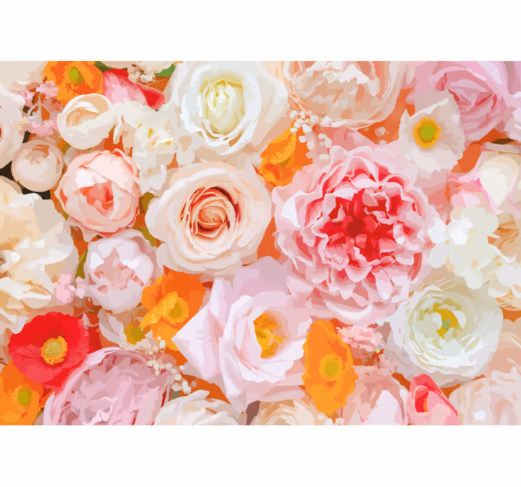 花 柄 壁画 繊細な花のアレンジメント - TENSTICKERS