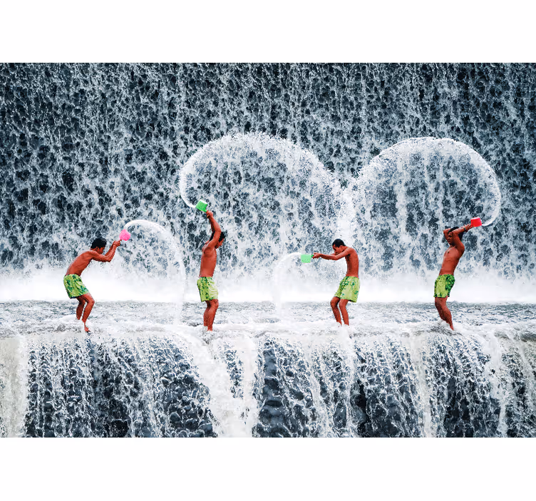 人の壁の壁画楽しい水しぶき - TENSTICKERS