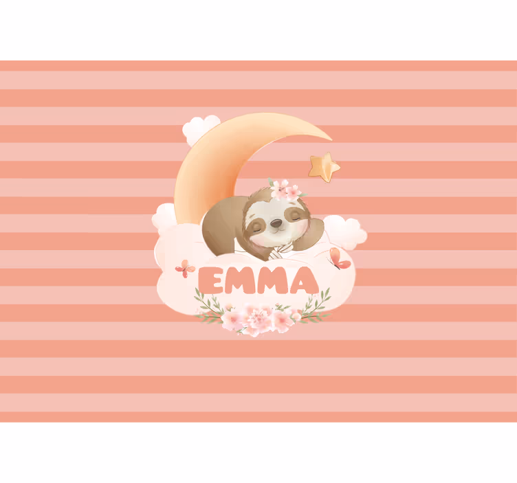 名前の保育園の壁画とかわいい動物ナマケモノ - TENSTICKERS