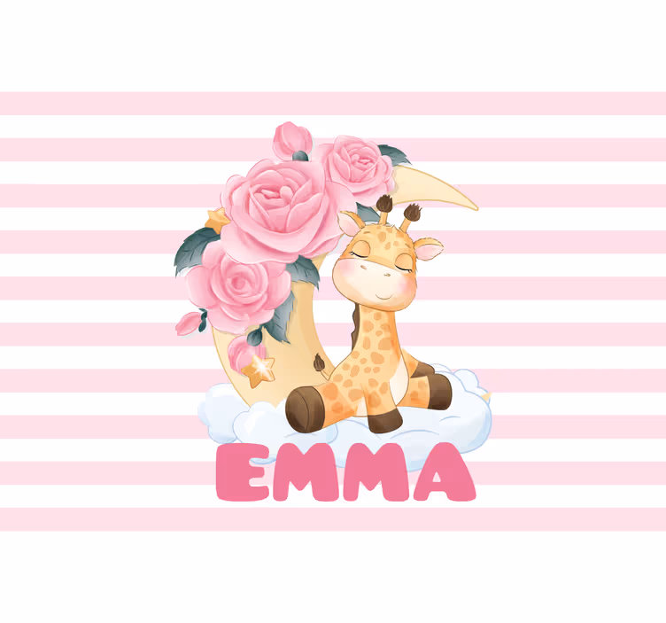名前の保育園の壁画とかわいい動物のキリン - TENSTICKERS