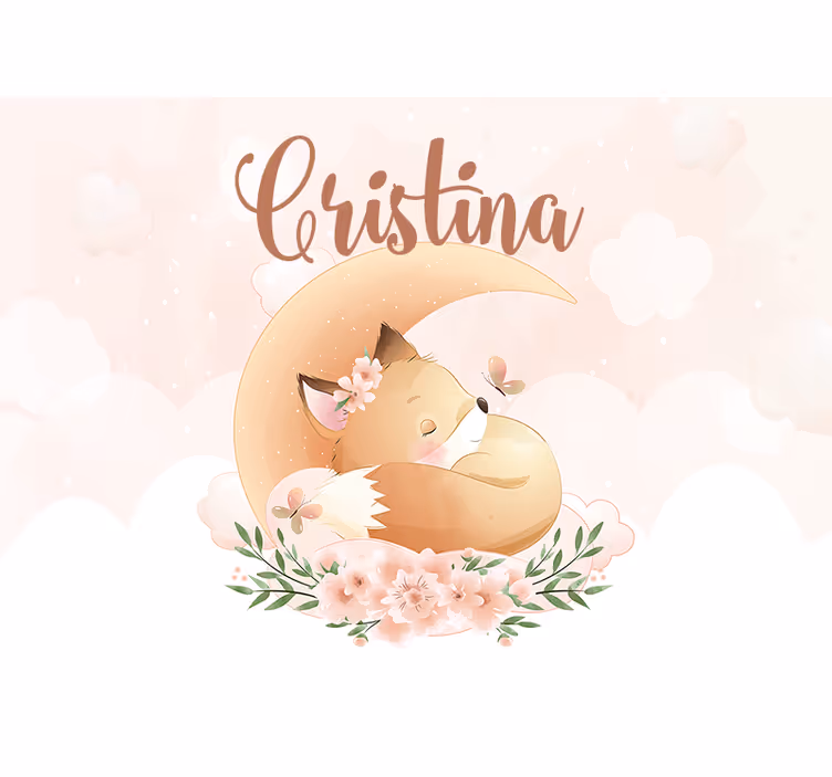 カスタマイズ可能な壁面壁画スリーピングフォックスデザイン - TENSTICKERS
