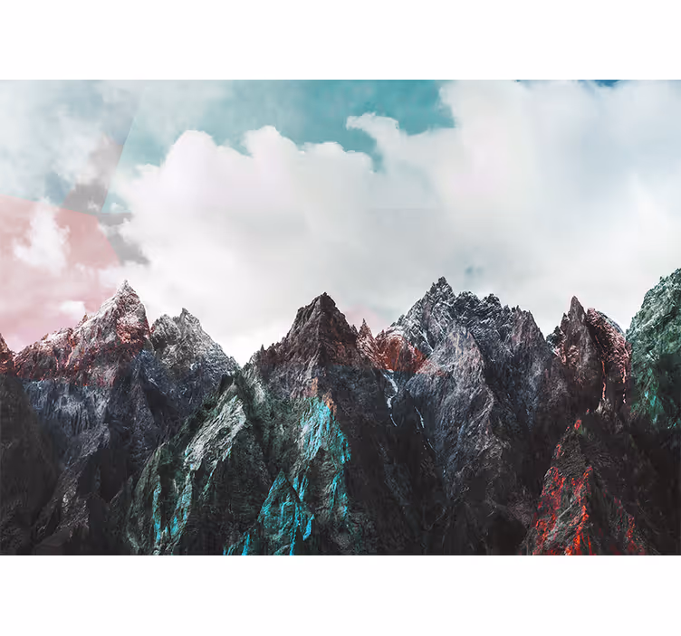山 壁画 壮大な山の頂 - TENSTICKERS
