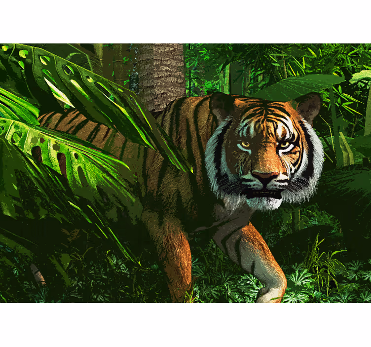 大胆なトラの野生動物アフリカの壁画 - TENSTICKERS