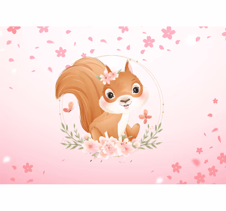 保育園 壁画 リスの赤ちゃんのポートレート - TENSTICKERS