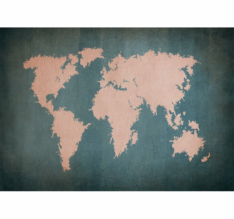ピンクとブルーの世界地図の壁画 - TENSTICKERS