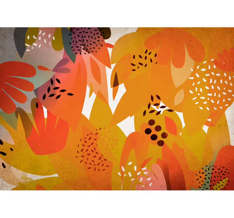 他の花壁の壁画 鮮やかな葉のモチーフ - TENSTICKERS