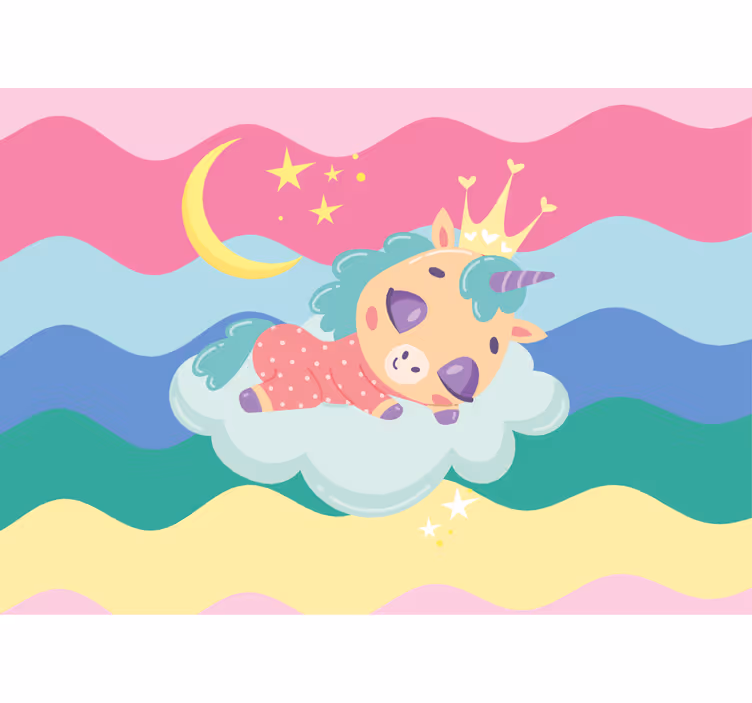 人の壁の壁画眠るユニコーンのファンタジー - TENSTICKERS