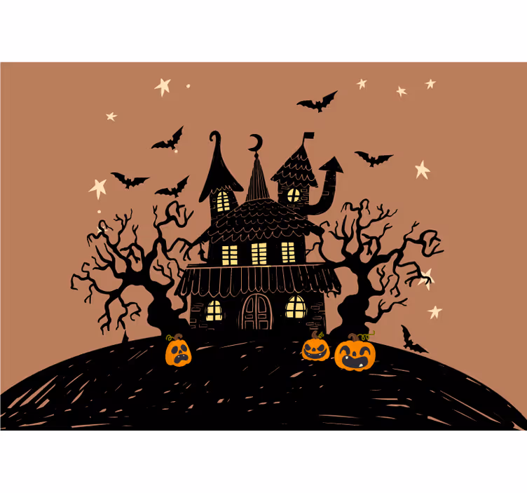 ハロウィーン 壁画 かぼちゃの城の幽霊 - TENSTICKERS