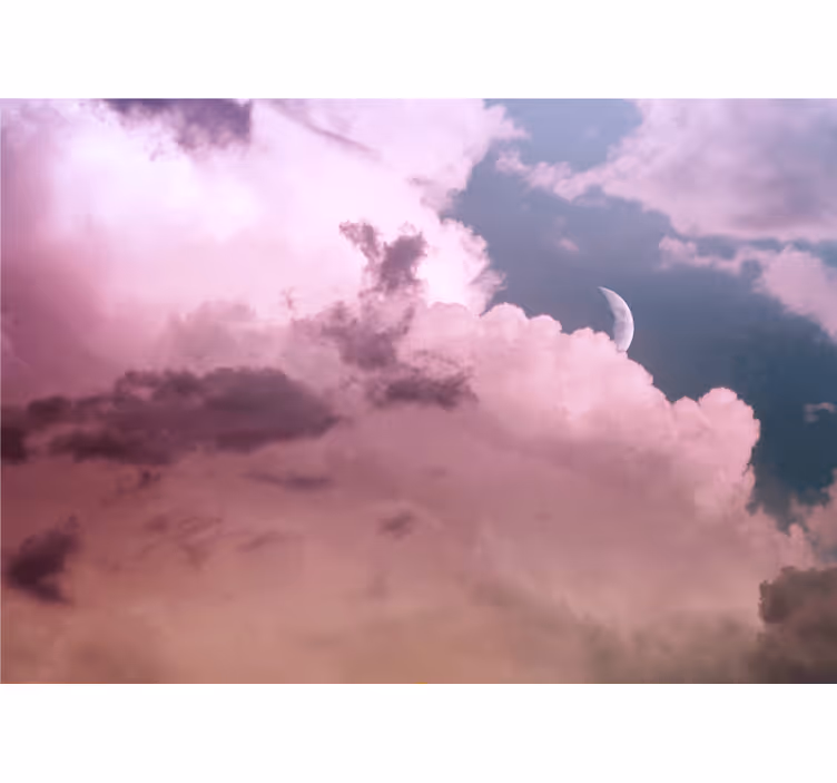 空 壁画 曇りの月明かりの空 - TENSTICKERS