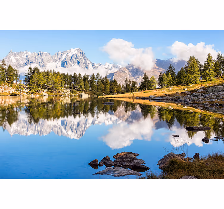 風景壁壁画山の反映風景 - TENSTICKERS