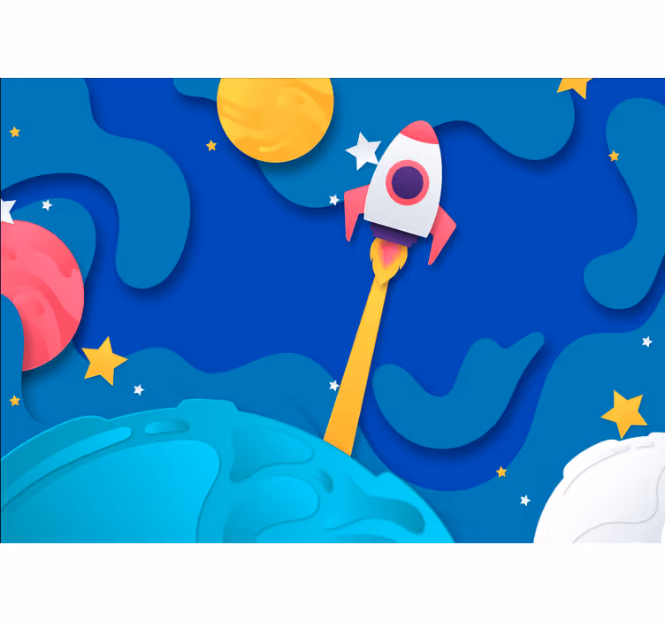 ファンタジー壁画ロケット発射の冒険 - TENSTICKERS