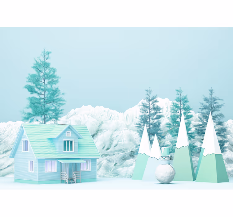 自然 壁画 冬の風景シーン - TENSTICKERS