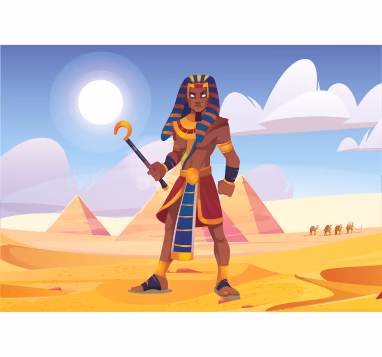 人の壁の壁画古代のファラオの姿 - TENSTICKERS