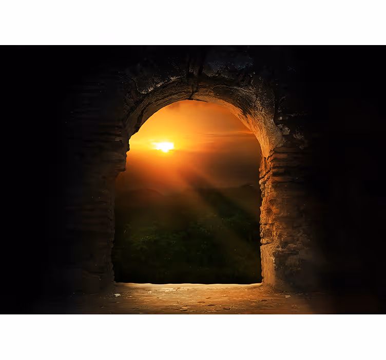 風景壁壁画アーチ越しの夕日 - TENSTICKERS