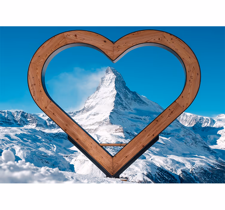 愛の壁画ハート型の山の景色 - TENSTICKERS