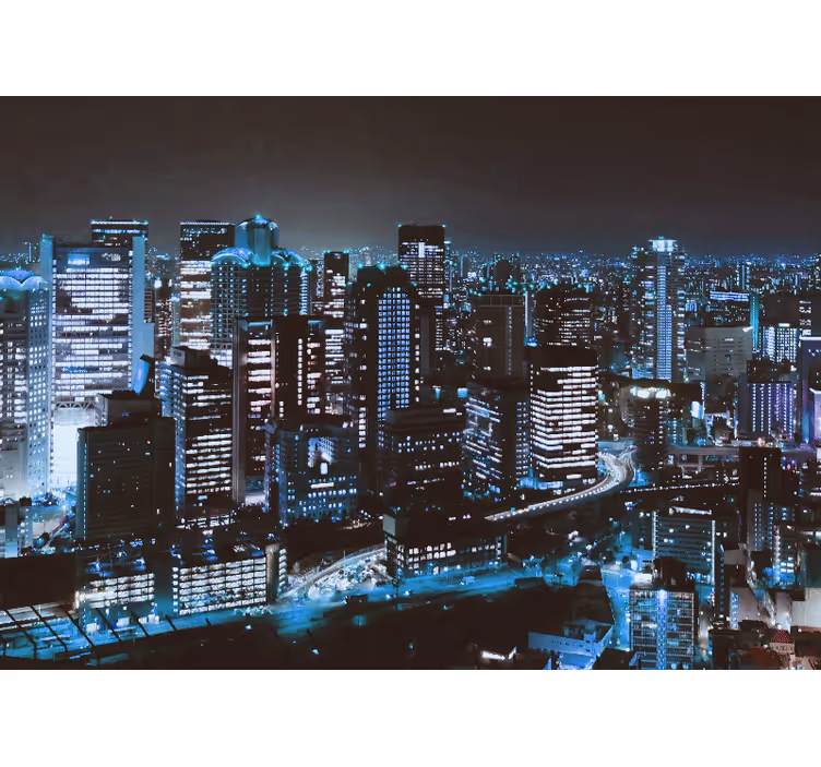 都市と国の壁の壁画夜の都市のスカイライン - TENSTICKERS
