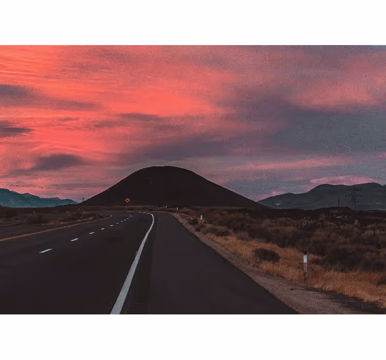 風景壁壁画砂漠の夕焼け道路 - TENSTICKERS