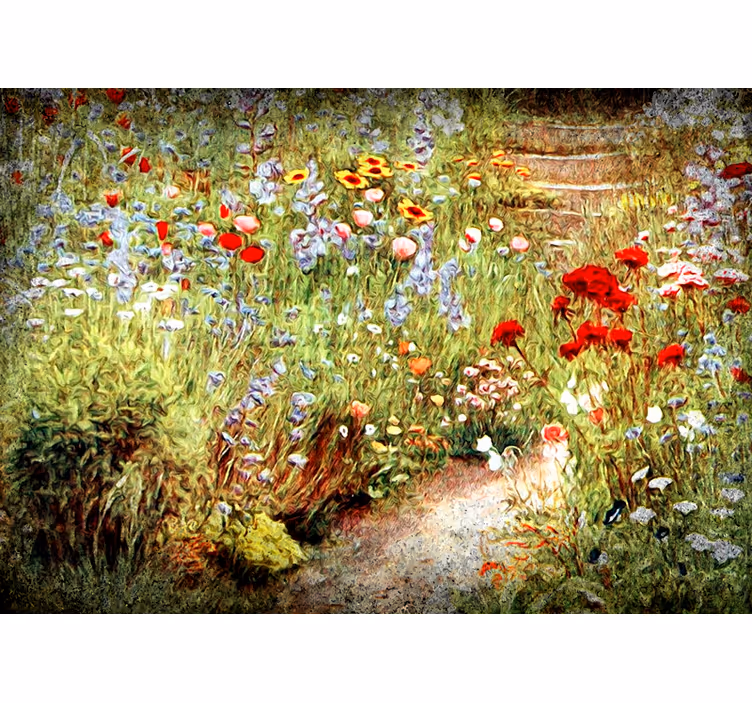 花 柄 壁画 花の小道の風景 - TENSTICKERS
