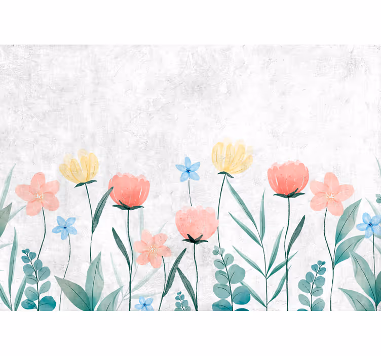 花 柄 壁画 咲き誇る花畑 - TENSTICKERS