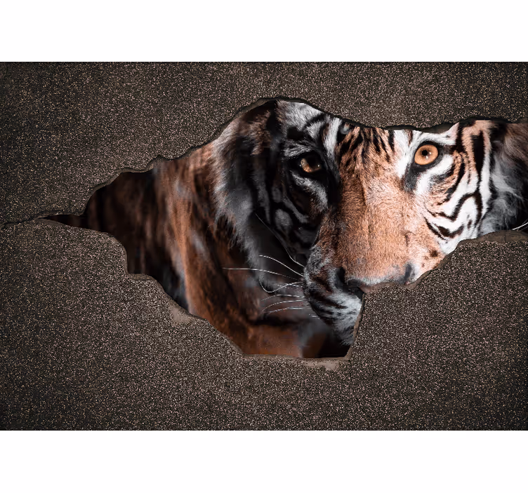 壁の壁の壁画の3d虎 - TENSTICKERS