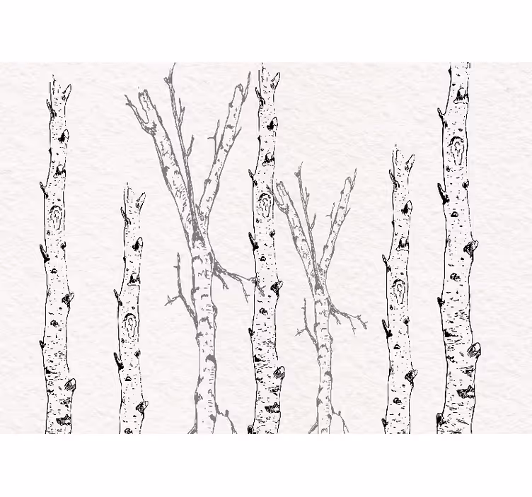 ダイニングルーム 壁画 樹皮模様の木々 - TENSTICKERS