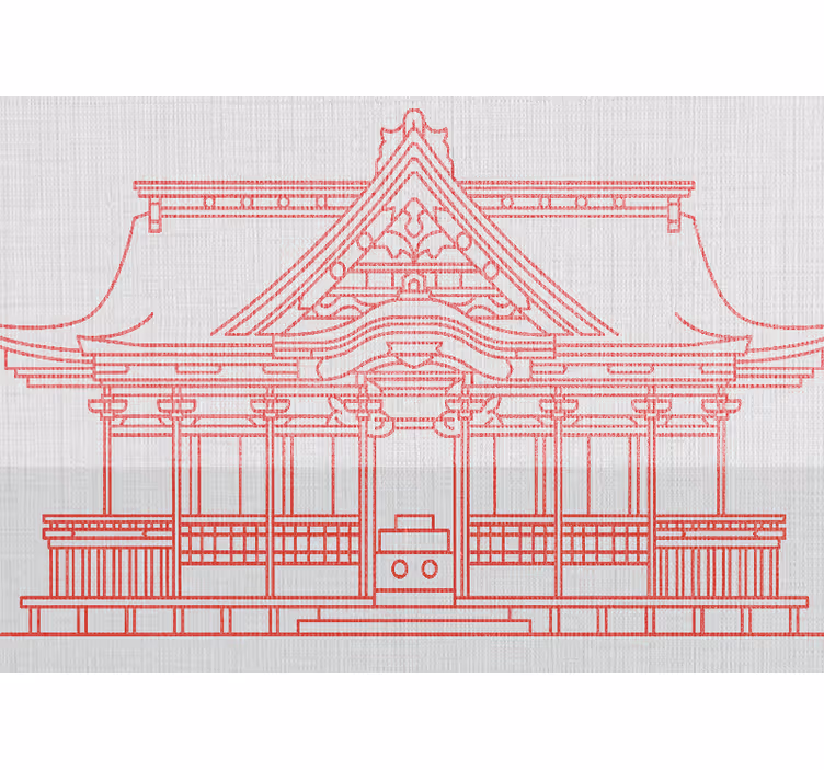 都市と国の壁の壁画伝統的な日本建築 - TENSTICKERS