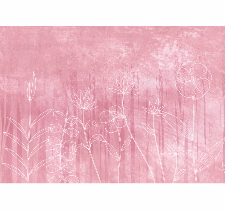 花 柄 壁画 繊細な花のアウトライン - TENSTICKERS