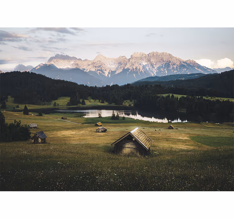 風景壁壁画穏やかな山の風景 - TENSTICKERS