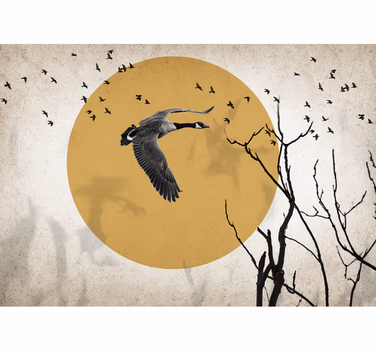 日の出の現実的な鳥の壁の壁画 - TENSTICKERS