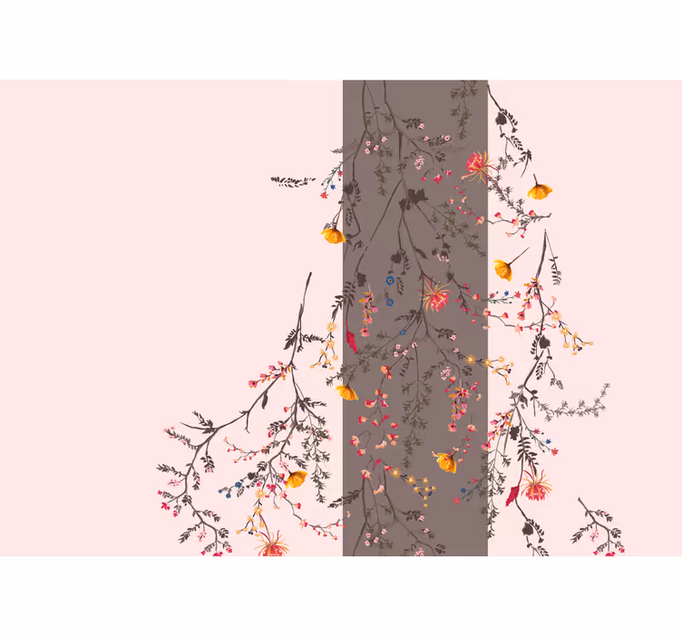 花 柄 壁画 花の枝のシルエット - TENSTICKERS